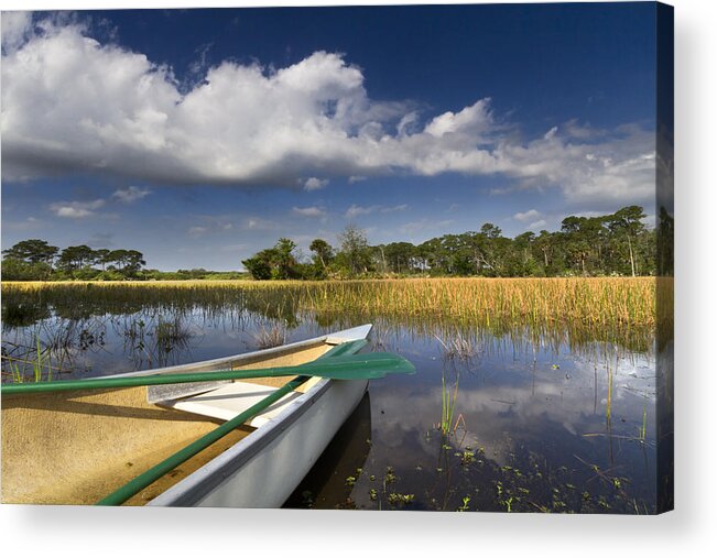 Boats Acrylic Print featuring the photograph Canoeing in the Everglades by Debra and Dave Vanderlaan