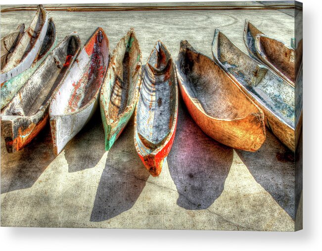 The Acrylic Print featuring the photograph Canoes by Debra and Dave Vanderlaan