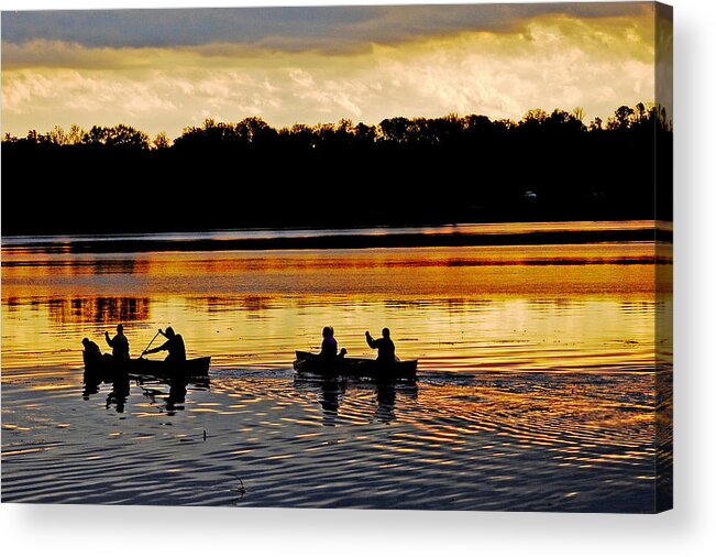 Sunset Acrylic Print featuring the photograph Canoes on the Potomac River by Bill Jonscher