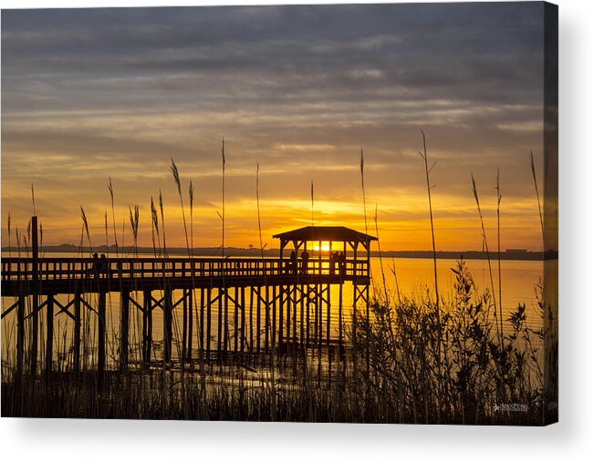Cape Fear Sunset Print Cape Fear Sunset Poster Acrylic Print featuring the digital art Cape Fear Sunset Fort Fisher by Phil Mancuso