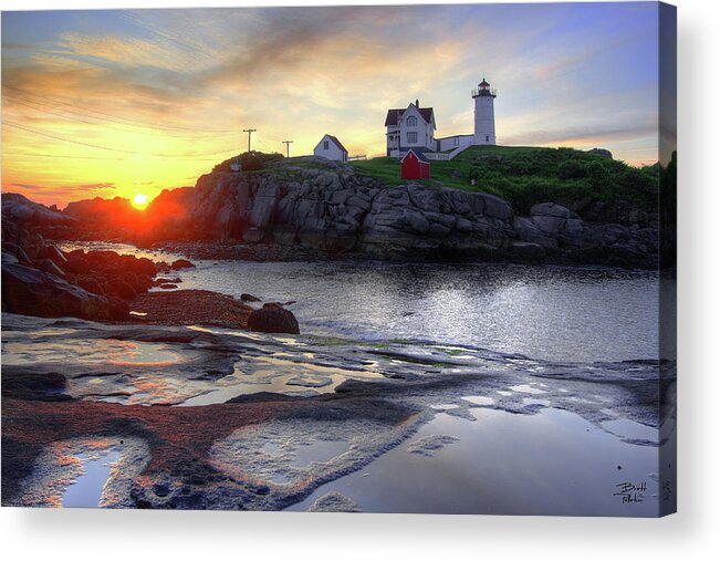 Sunrise Acrylic Print featuring the photograph Cape Neddick Lighthouse Sunrise by Brett Pelletier