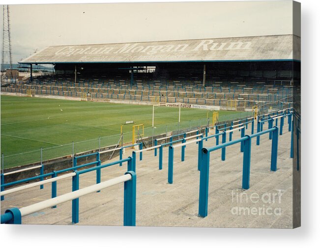 Cardiff City Acrylic Print featuring the photograph Cardiff - Ninian Park - East Stand Railway Side 3 - August 1991 by Legendary Football Grounds