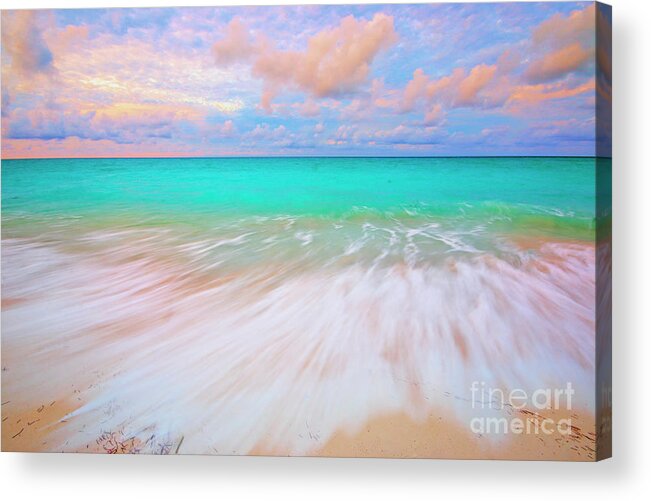 Beach; Wave; Sea; Big Acrylic Print featuring the photograph Caribbean Sea At High Tide by Charline Xia