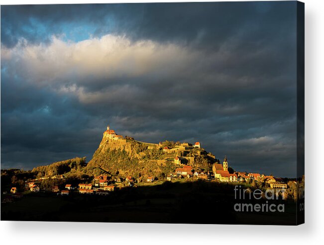 Castle Acrylic Print featuring the photograph Castle at Sunset under Thunderstorm by Andreas Berthold
