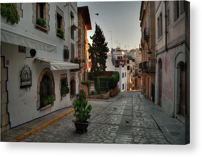 Sitges Spain Acrylic Print featuring the photograph Catalonia - The Town of Sitges 003 by Lance Vaughn