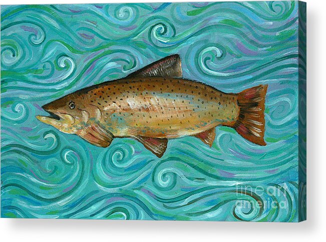 Fishing Acrylic Print featuring the painting Catch of the Day by Linda Olsen