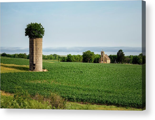 St. Joseph's Acrylic Print featuring the photograph Catholic Church and Silo by James Barber