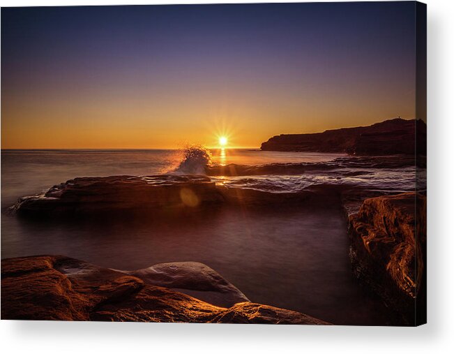 Bluffs By The Ocean Acrylic Print featuring the photograph Cavendish Waves at Sunrise by Chris Bordeleau