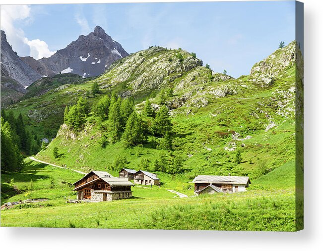 Log House Acrylic Print featuring the photograph Chalets de Clapeyto - 1 - French Alps by Paul MAURICE