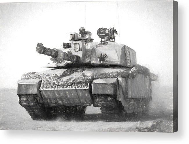 Army Acrylic Print featuring the digital art Challenger Tank Drawing by Roy Pedersen