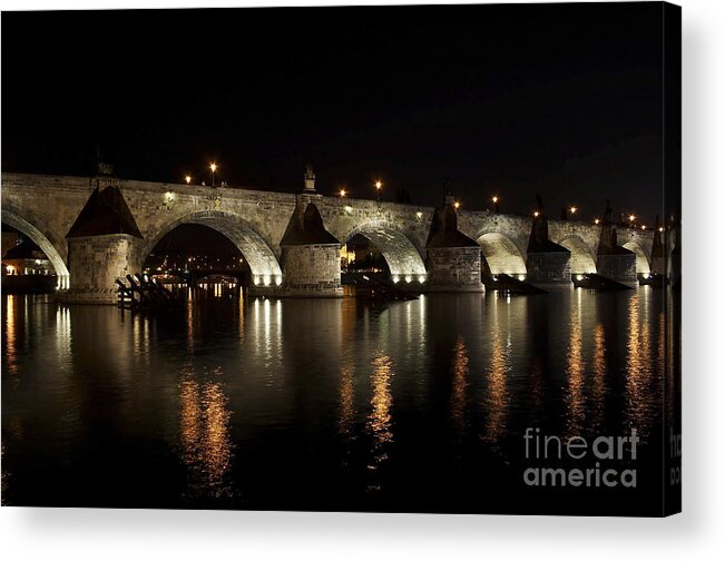 Bridge Acrylic Print featuring the photograph Charles bridge at night by Michal Boubin