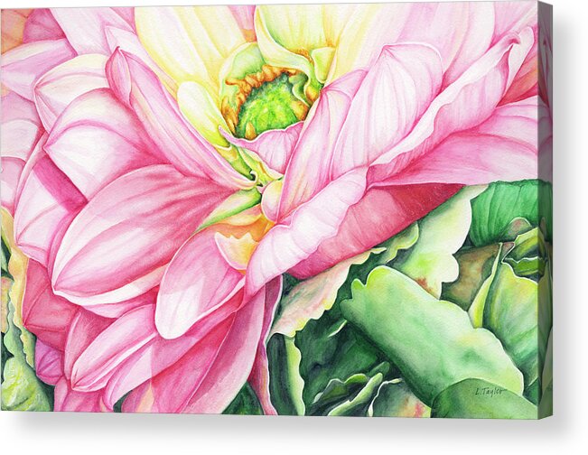 Dahlia Watercolor Acrylic Print featuring the painting Chelsea's Bouquet 2 by Lori Taylor