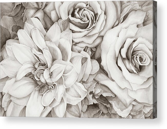 Roses Acrylic Print featuring the digital art Chelsea's Bouquet - Neutral by Lori Taylor