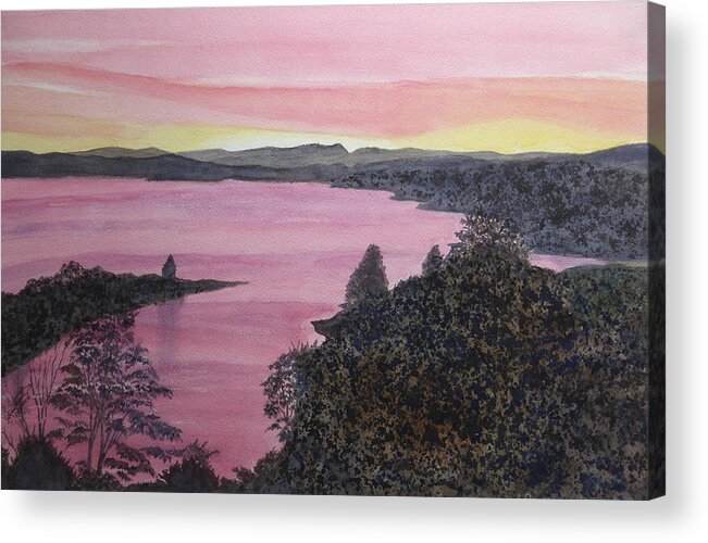 Chreokee Lake Acrylic Print featuring the painting Cherokee Lake Sunset by Joel Deutsch