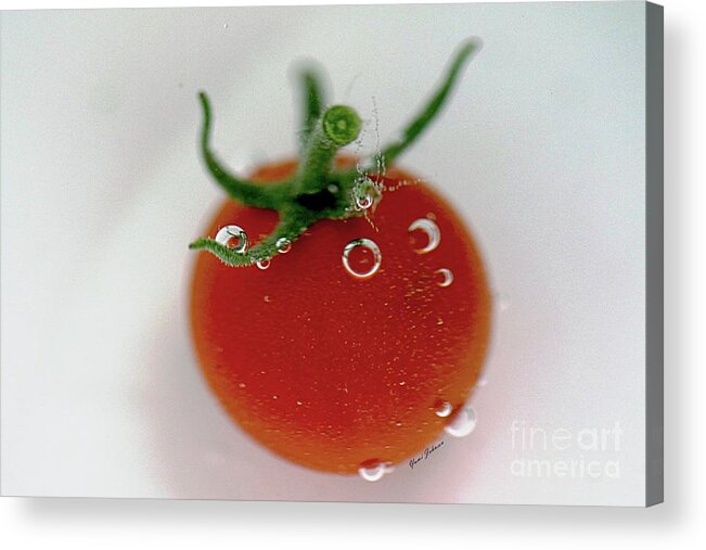 Cherry Tomato Acrylic Print featuring the photograph Cherry Tomato in water by Yumi Johnson