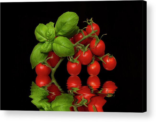 Basil Acrylic Print featuring the photograph Cherry Tomatoes and Basil by David French