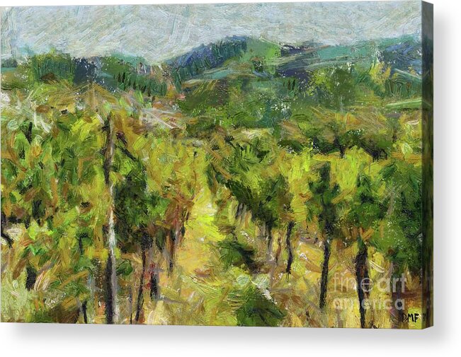 Landscape Acrylic Print featuring the painting Chianti vineyards by Dragica Micki Fortuna
