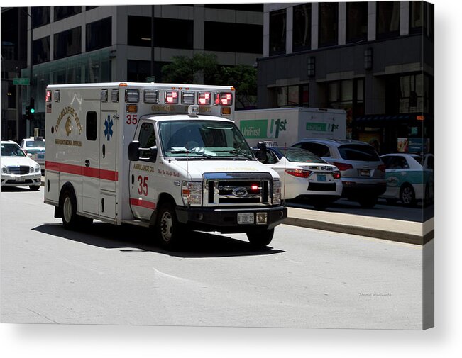 Chicago Acrylic Print featuring the photograph Chicago Fire Department EMS Ambulance 35 by Thomas Woolworth