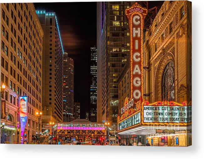 Chicago Acrylic Print featuring the photograph Chicago Nightscape by Izet Kapetanovic