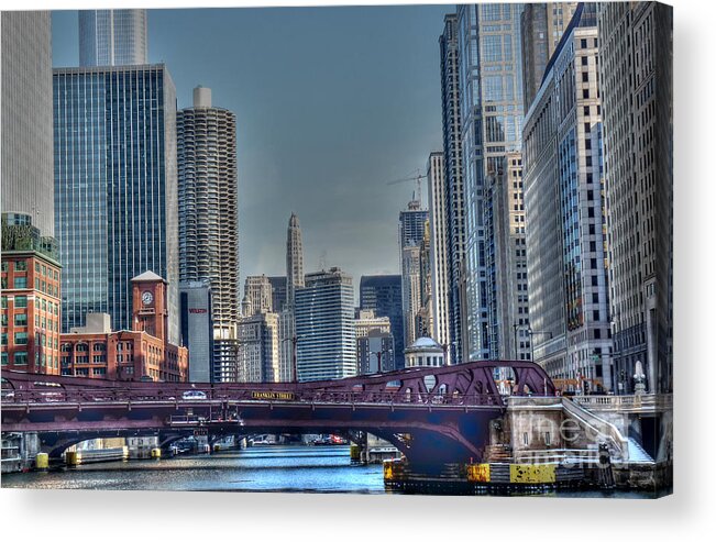 Chicago Illinois Acrylic Print featuring the photograph Chicago River East by David Bearden