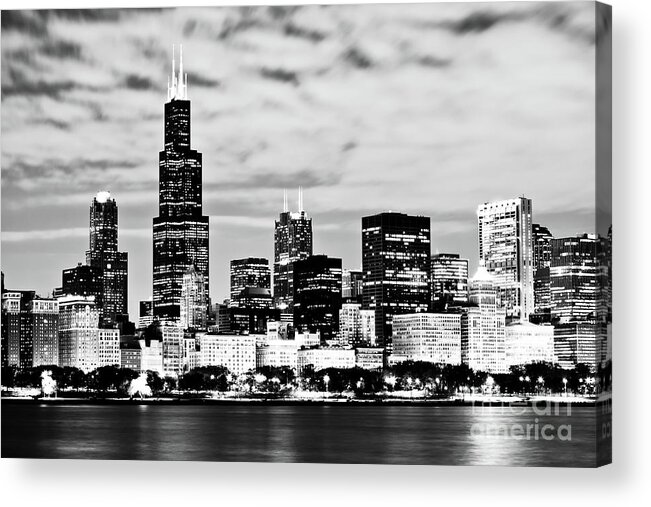 America Acrylic Print featuring the photograph Chicago Skyline at Night by Paul Velgos