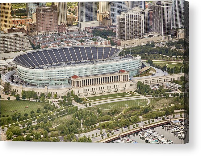 3scape Acrylic Print featuring the photograph Chicago's Soldier Field Aerial by Adam Romanowicz