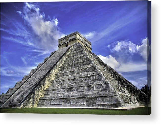Chichen Itza Pyramid Acrylic Print featuring the photograph Chichen Itza, El Castillo Pyramid by Jason Moynihan