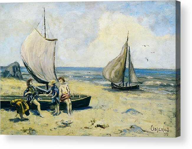 19th Century Art Acrylic Print featuring the painting Children on the Beach by Louis Michel Eilshemius