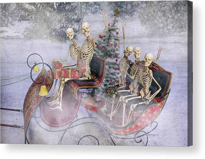 Skeleton Acrylic Print featuring the digital art Christmas Spirits Heading to Topsail Island NC by Betsy Knapp