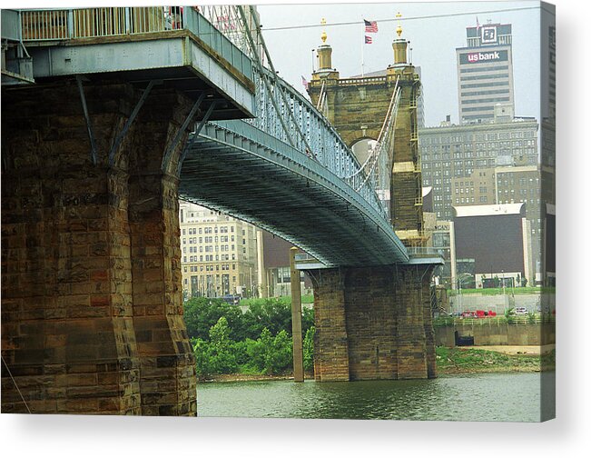 Roebling Acrylic Print featuring the photograph Cincinnati - Roebling Bridge 2 by Frank Romeo