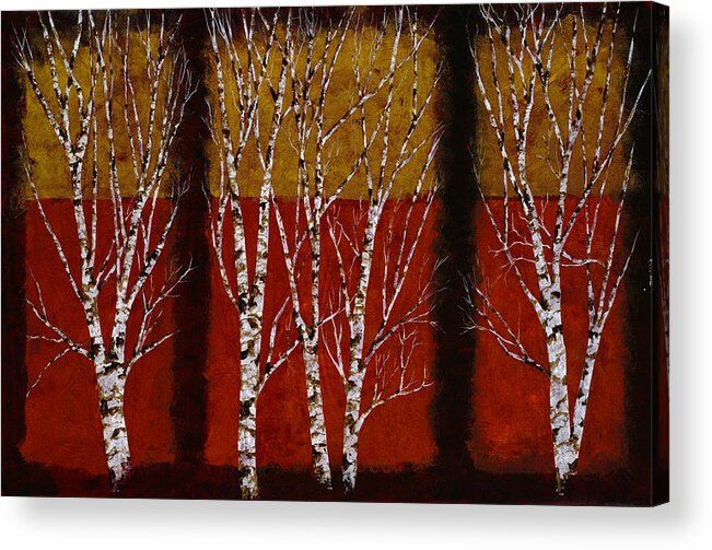 Birches Acrylic Print featuring the painting Cinque Betulle by Guido Borelli