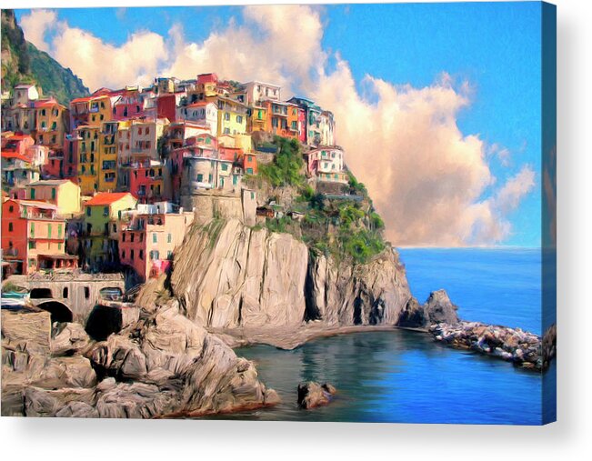 Italy Acrylic Print featuring the painting Cinque Terre by Dominic Piperata