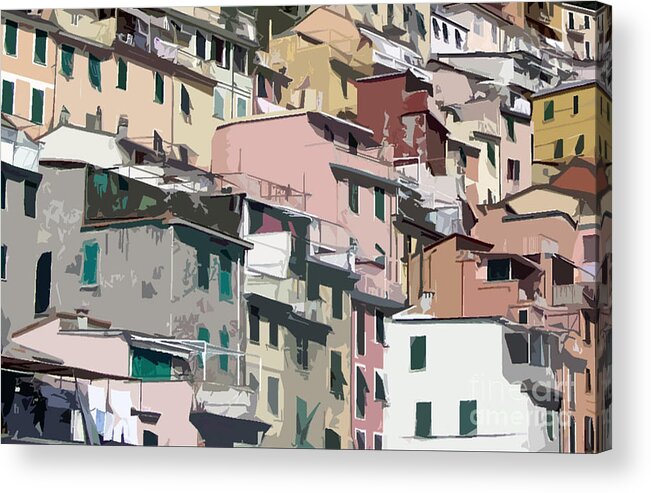 Italy Acrylic Print featuring the mixed media Cinque Terre by Susan Lafleur