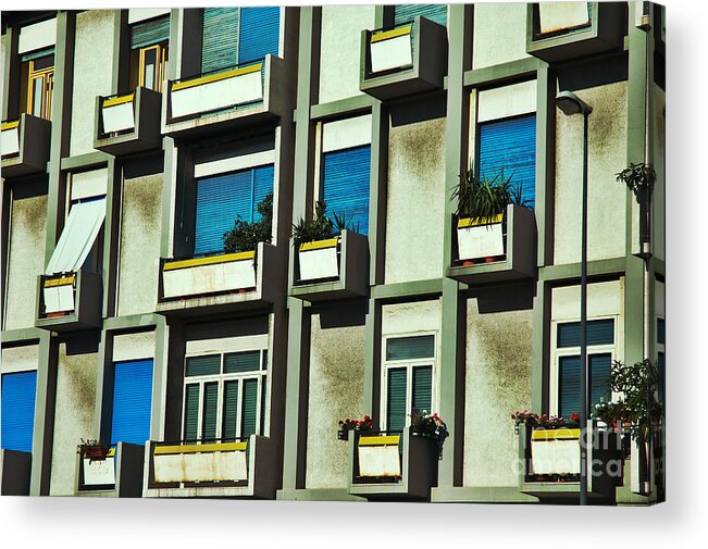 City Acrylic Print featuring the photograph City balconies by Silvia Ganora