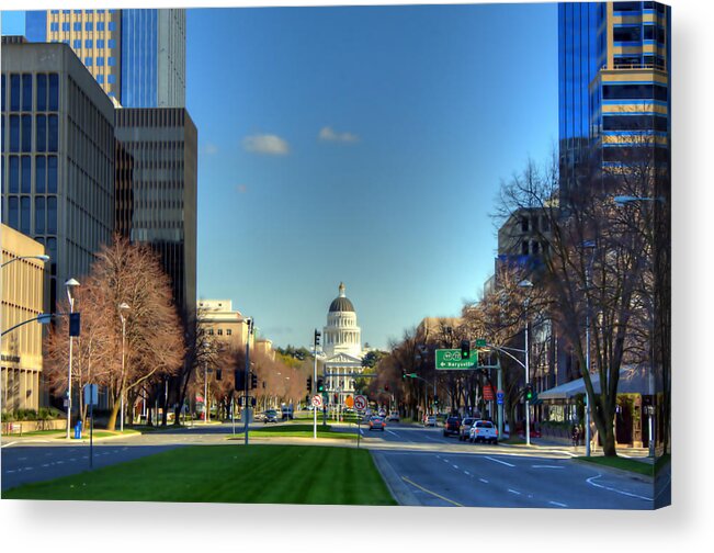 Hdr Acrylic Print featuring the photograph Cityscape Capitol by Randy Wehner