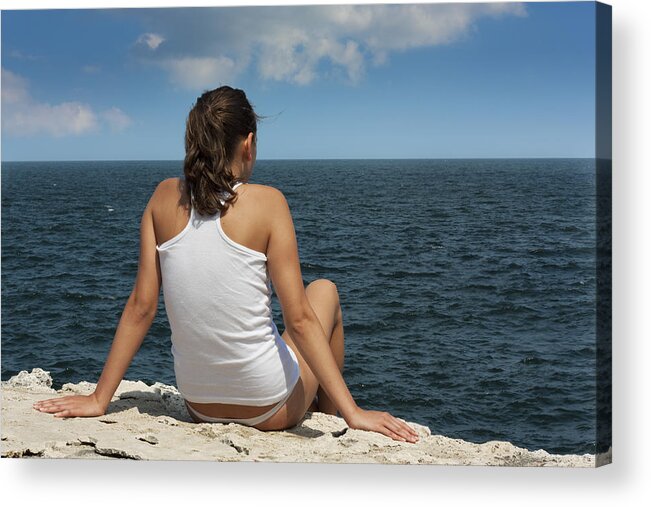 Alone Acrylic Print featuring the photograph Cliff view by Boyan Dimitrov