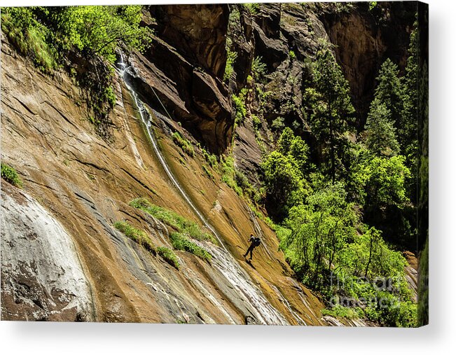 Climber Acrylic Print featuring the photograph Climbing the Narrows by George Kenhan