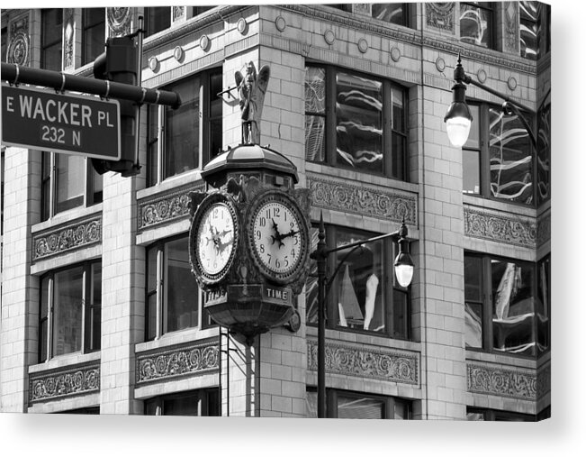 Clock Acrylic Print featuring the photograph Clock on Jewelers Building - Chicago by Jackson Pearson