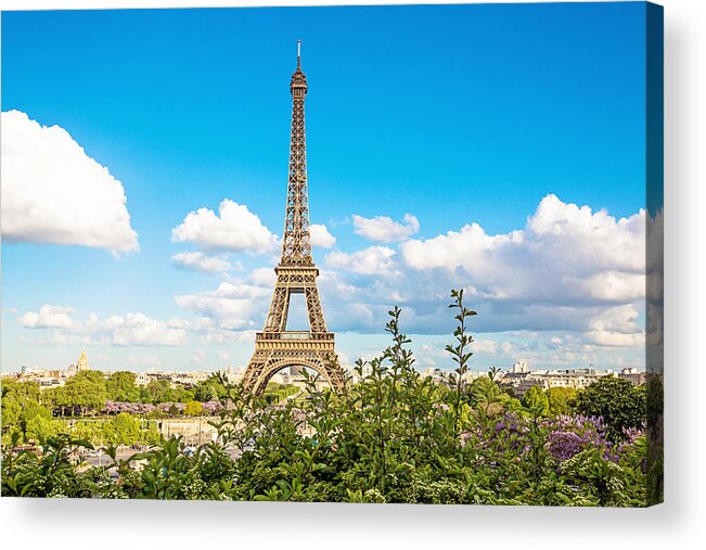 Eiffel Tower Acrylic Print featuring the photograph Cloud 9 - Eiffel Tower - Paris, France by Melanie Alexandra Price
