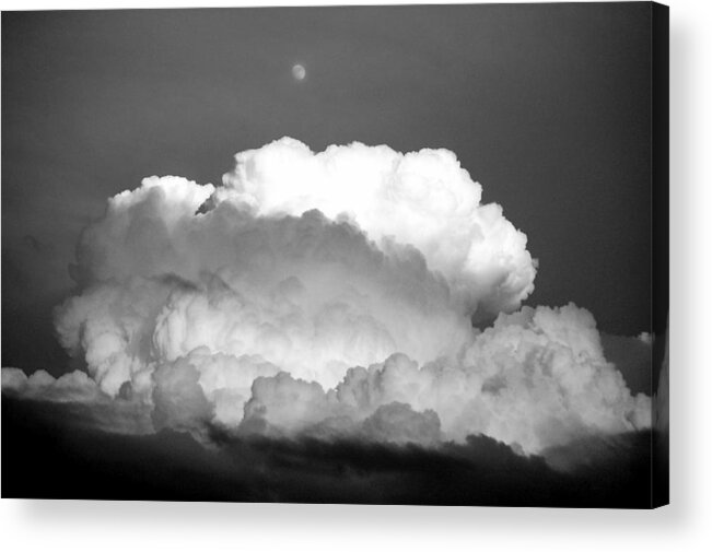 Cloud Moon Black And White Acrylic Print featuring the photograph Cloud and Moon by Kevin Mitts