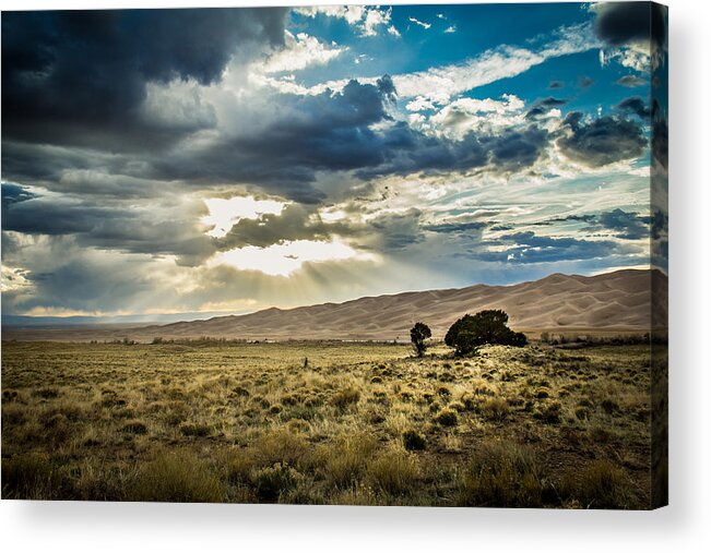 Colorado Acrylic Print featuring the photograph Cloud Break Over Sand Dunes by Laura Roberts