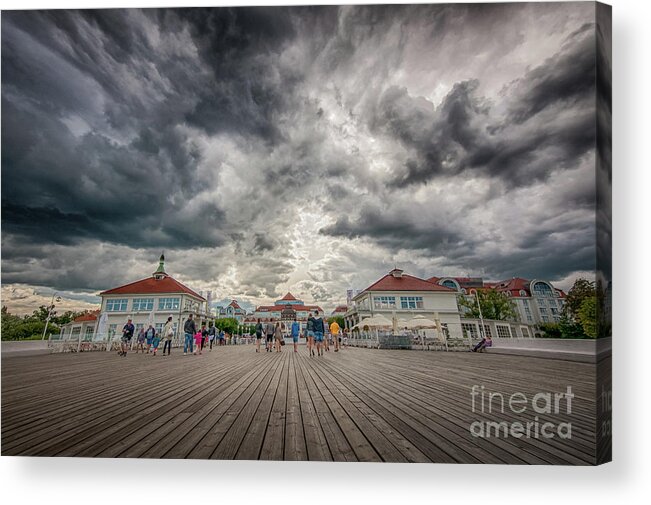 Baltic Acrylic Print featuring the photograph Clouds over the Molo Pier, Sopot by Mariusz Talarek
