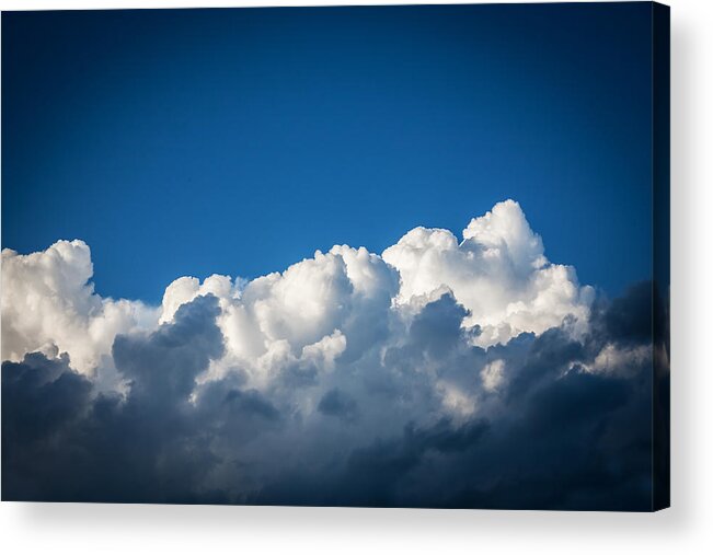 Clouds Acrylic Print featuring the photograph Clouds Stratocumulus Blue Sky Painted BW 2 by Rich Franco