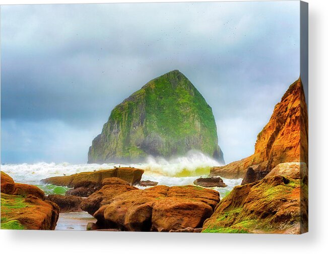 Beach Acrylic Print featuring the photograph Coastal Storm at Haystack by Dee Browning