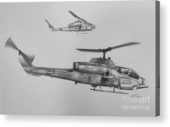 Ah-1w Acrylic Print featuring the drawing Cobra Section by Stephen Roberson