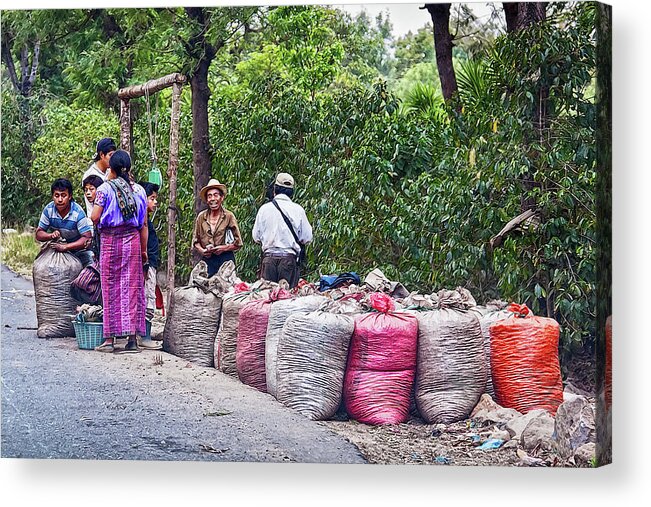 Coffee Acrylic Print featuring the photograph Coffee pickers in Guatemala by Tatiana Travelways