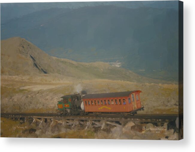 Cog Railway Mount Washington Acrylic Print featuring the painting Cog Railway Mount Washington by Bill McEntee