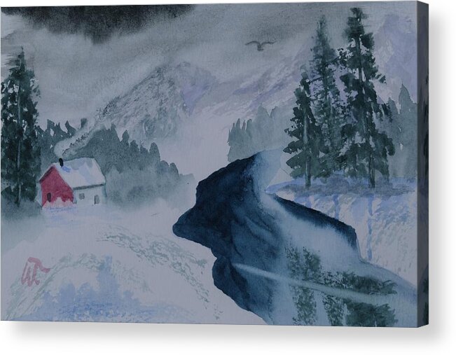 Cold Stream Acrylic Print featuring the painting Cold Stream by Warren Thompson