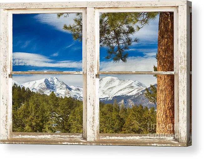 Window Acrylic Print featuring the photograph Colorado Rocky Mountain Rustic Window View by James BO Insogna