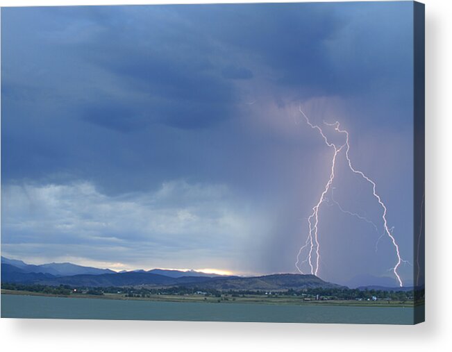 July Acrylic Print featuring the photograph Colorado Rocky Mountains Foothills Lightning Strikes by James BO Insogna
